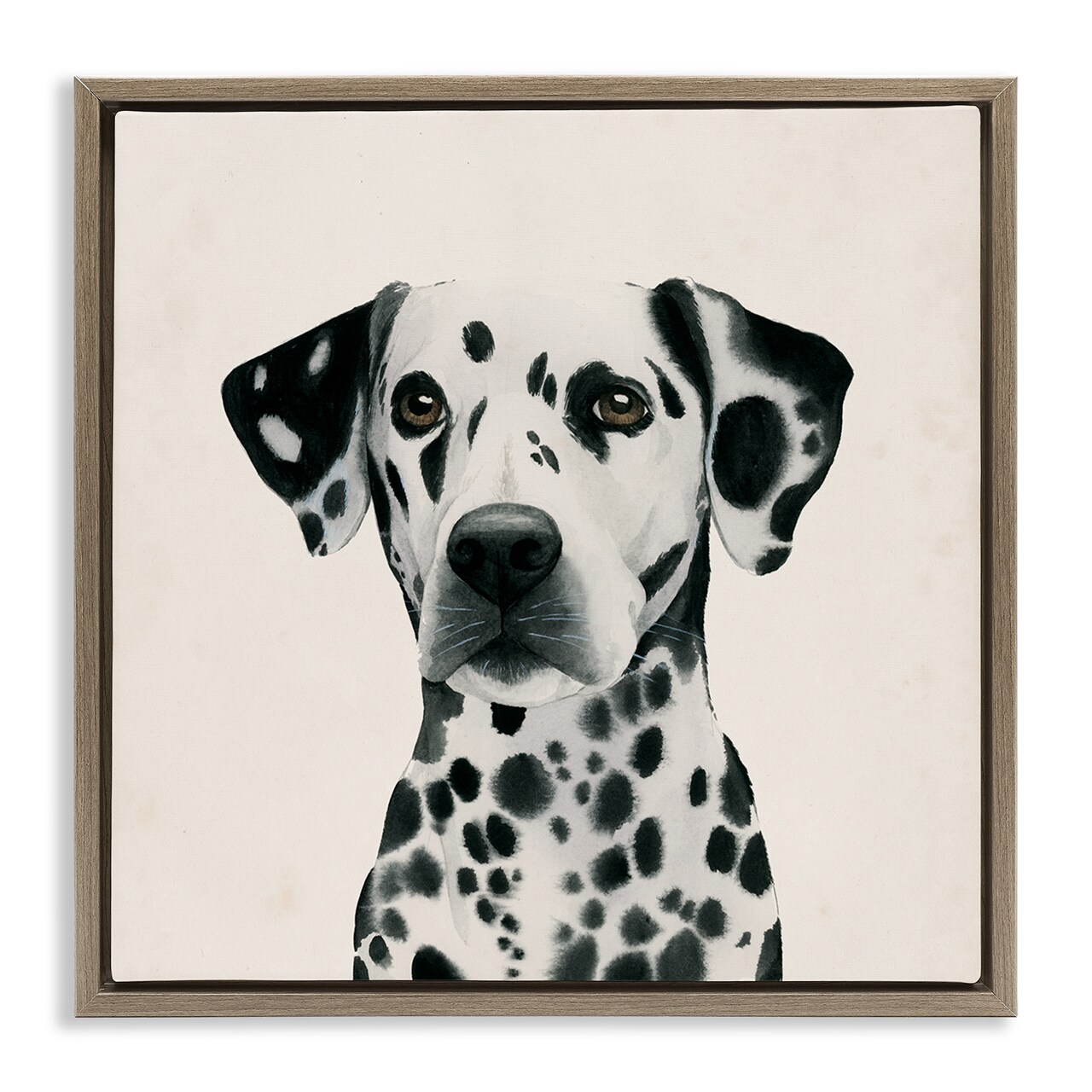 Stupell Industries Traditional Dalmatian Portrait Framed Floater Canvas Wall Art